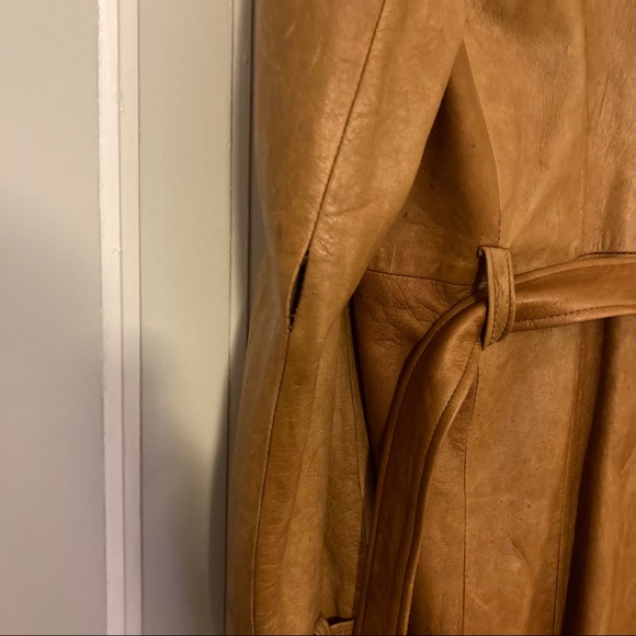 VTG Men’s Leather Double Breasted Trench Coat - Picture 11 of 12